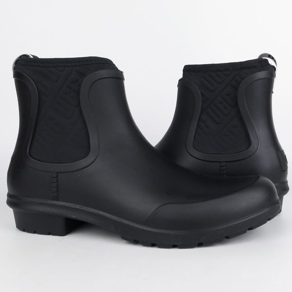 UGG Chevonne Rain Boots Fur Insole Black NEW - Picture 2 of 6
